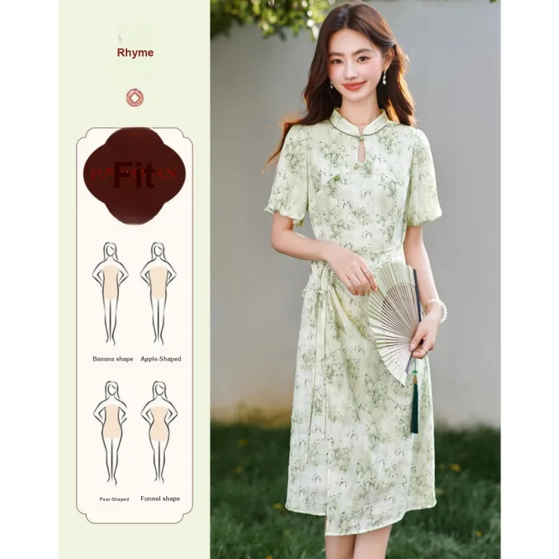 Like The Age Of Water Summer Short Sleeved Dress Women's Green-3