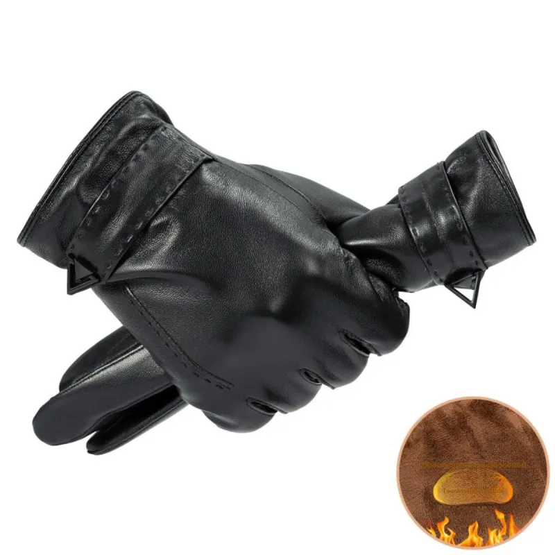 Shanghai Story Sheepskin Knit Gloves Men's Black Gift Box Set-15