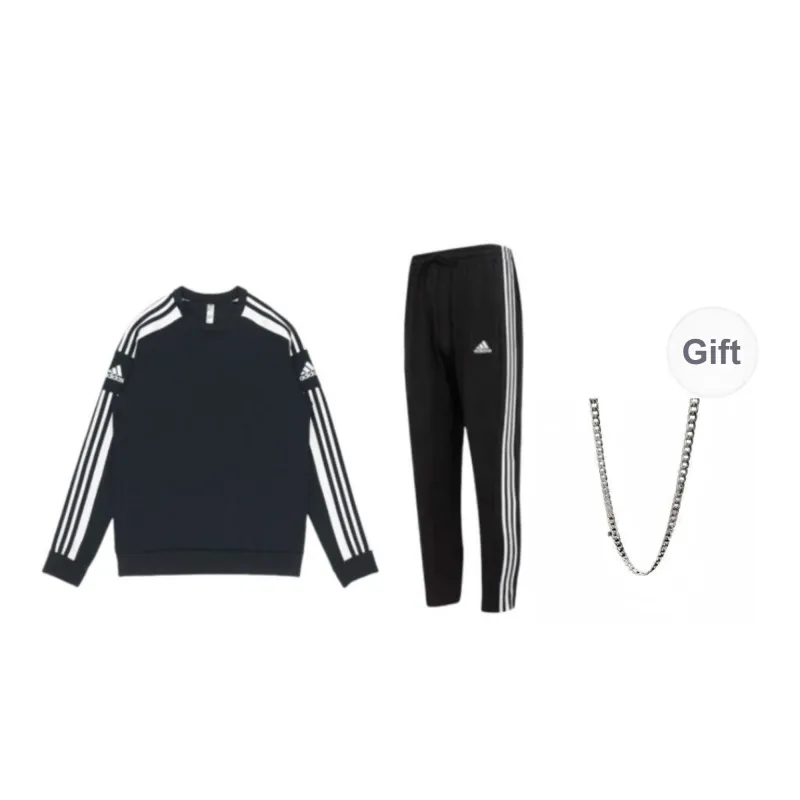 Adidas Sweatshirt Set Unisex Black+Necklace-0
