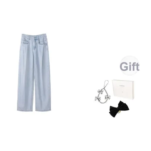 Fstudio Корейский стиль Маленький Универсальный Ножницы Джинсы прямого кроя Женские