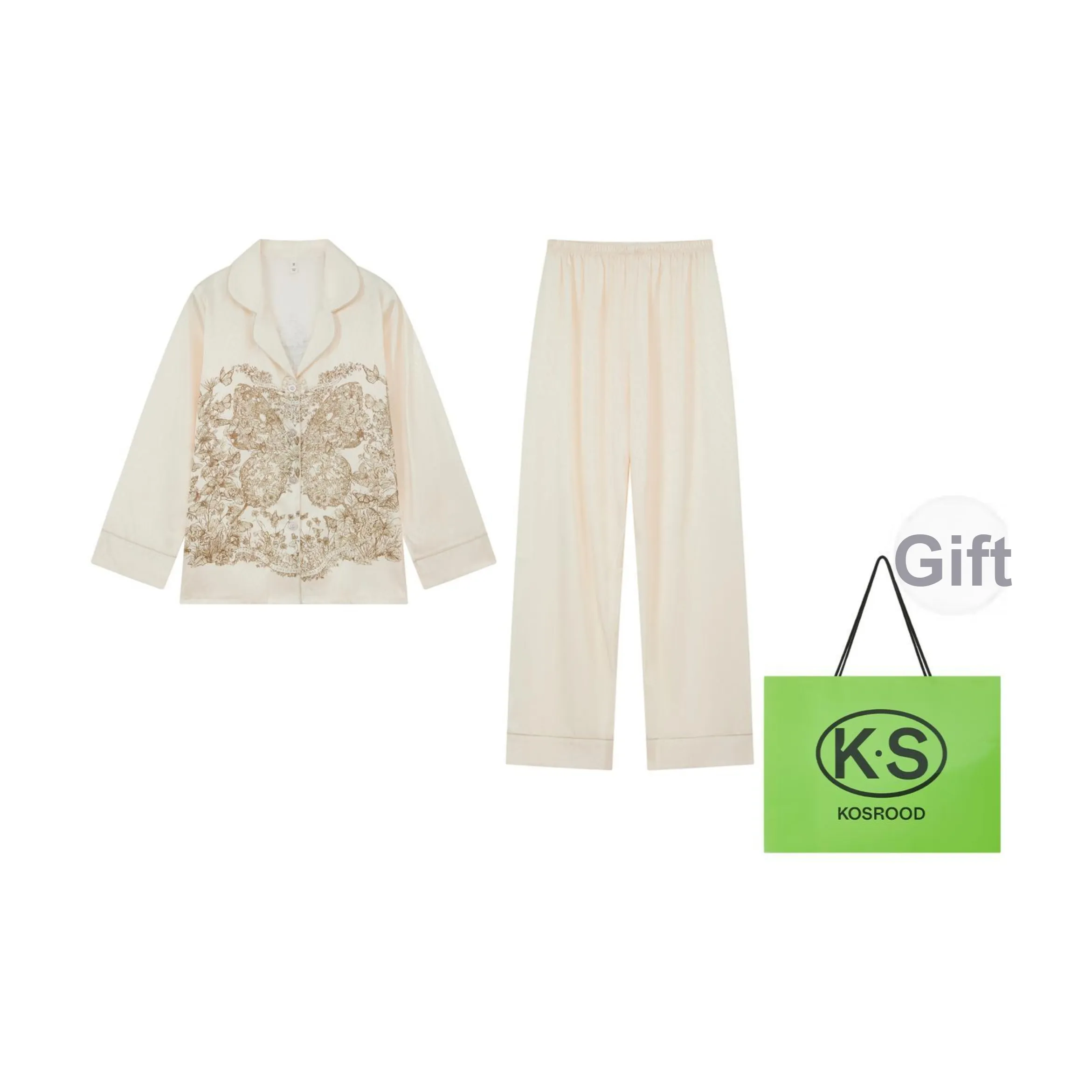 Kosrood Пижамный комплект Женские Октябрь Бабочка Цветение