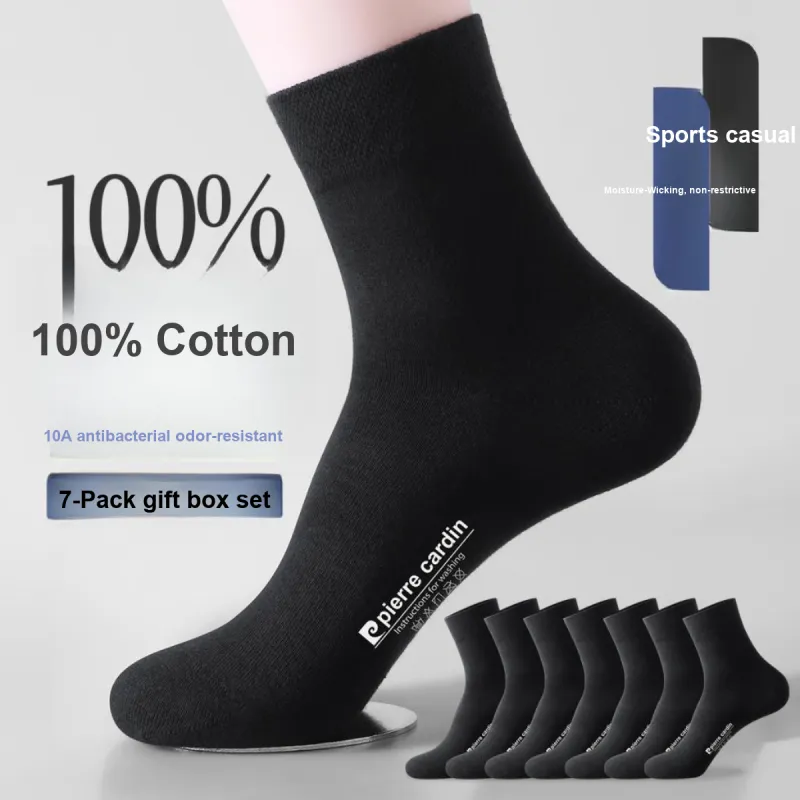 PIERRE CARDIN Mid Calf Socks Men's 7 Pack Box Included-2