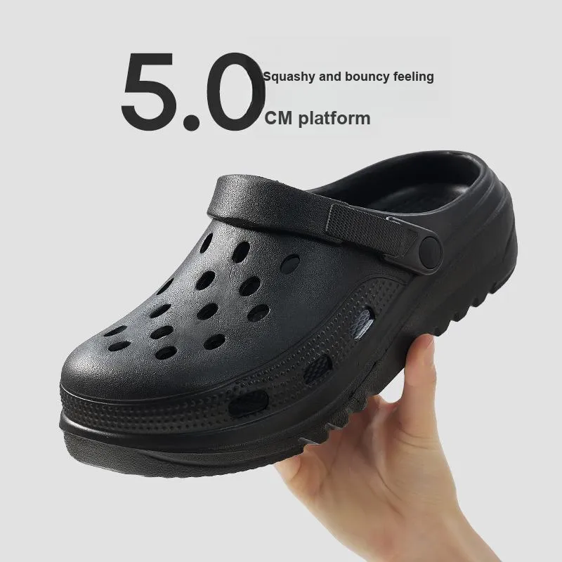 UTUNE Clogs Summer Platform Height Increasing Closed Toe Slip Resistant Home Slippers-10