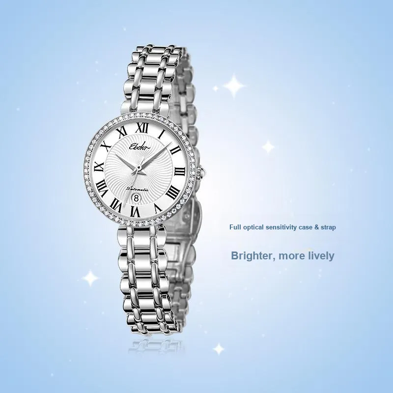 EBOHR Synthetic Sapphire Mirror Automatic Mechanical Movement Watch Women's Watch White Dial 11272428-5