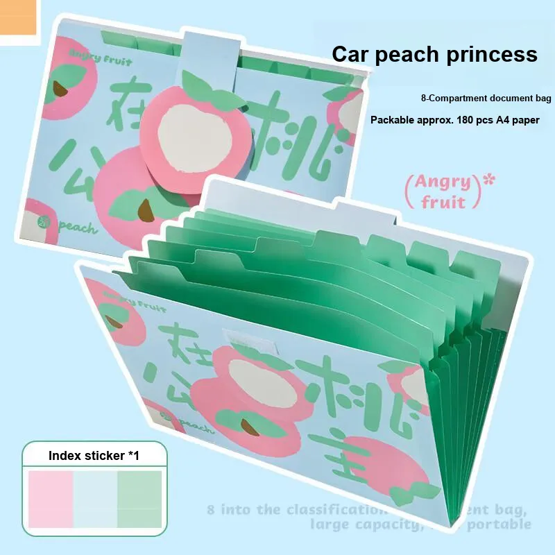 SANNIANERBAN Angry Fruit 8 Compartment Trunk Bag Exam Storage Bag File Bag-3
