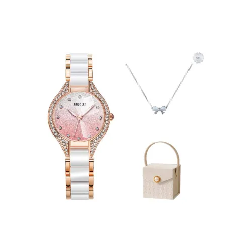 BAOGELA Кварцевый механизм металлический ремешок женские часы розовый циферблат