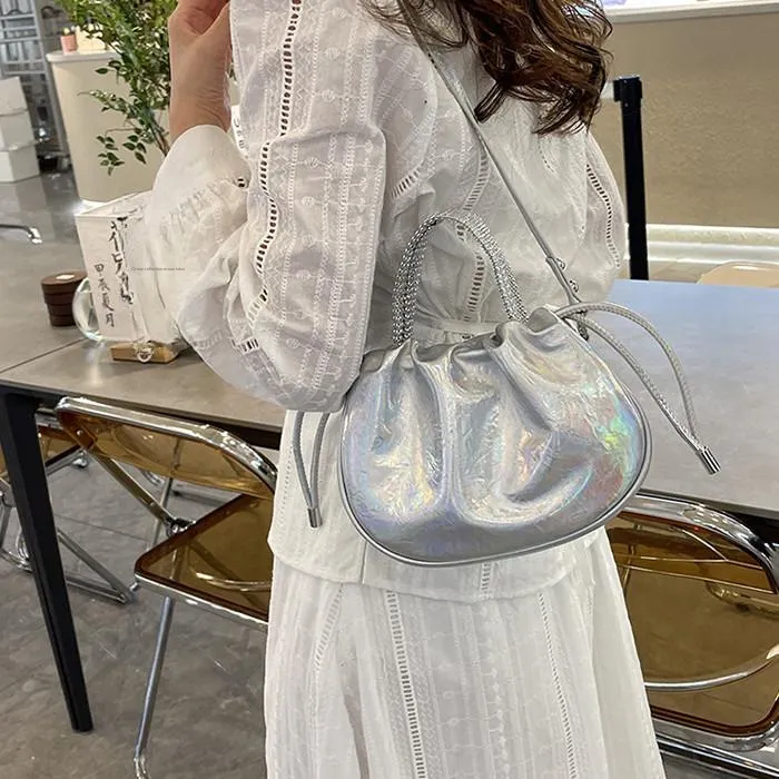 DALO PU One Shoulder Bucket Crossbody Handbag Women's Silver/Multicolor/Gold/Black-8
