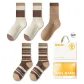 White & Brown & 2 White Stripes & 2 Khaki (5 Pack)