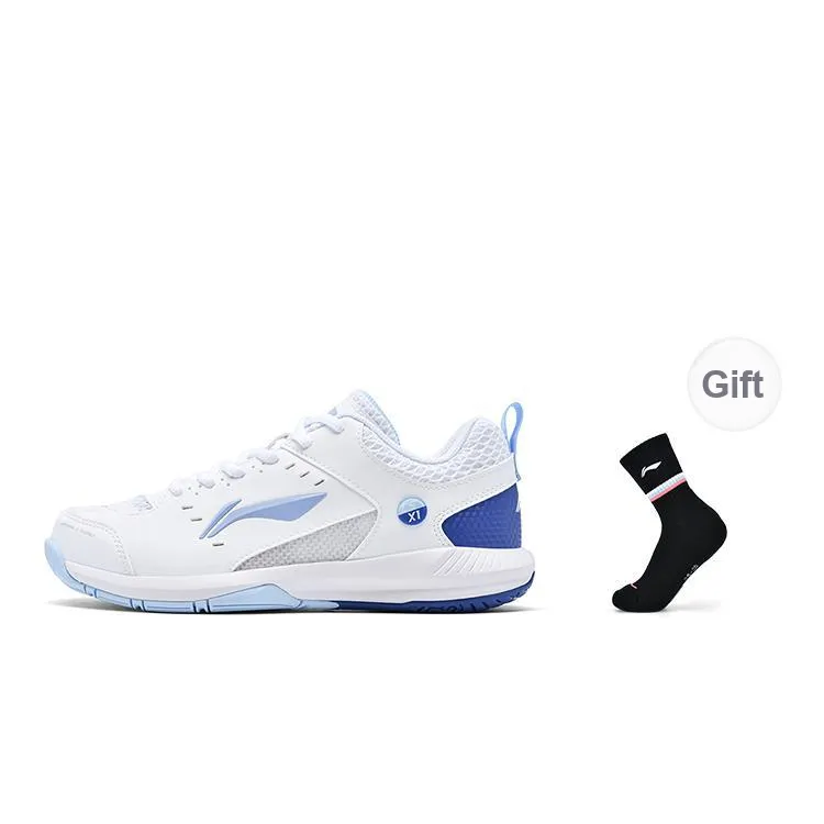 LiNing Feather Anti-Slip And Wear-Resistant Water-Resistant Low-Top Badminton Shoes Unisex White Blue-6
