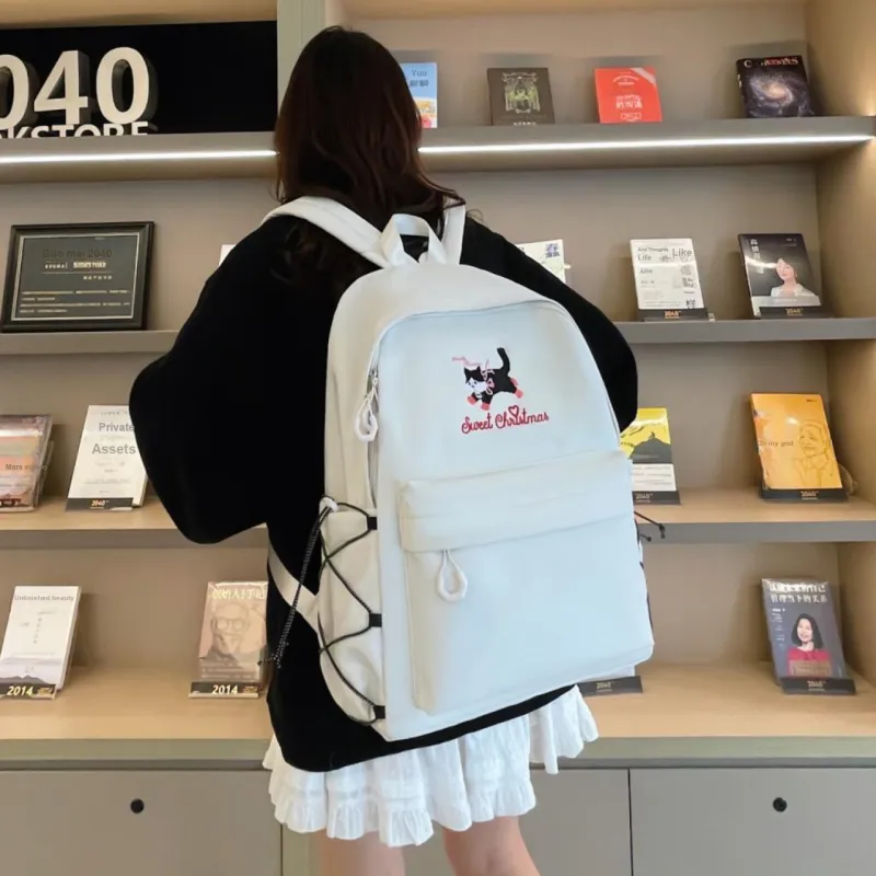 AIBAG Canvas Backpack Unisex White/Grey/Black/Orange-3