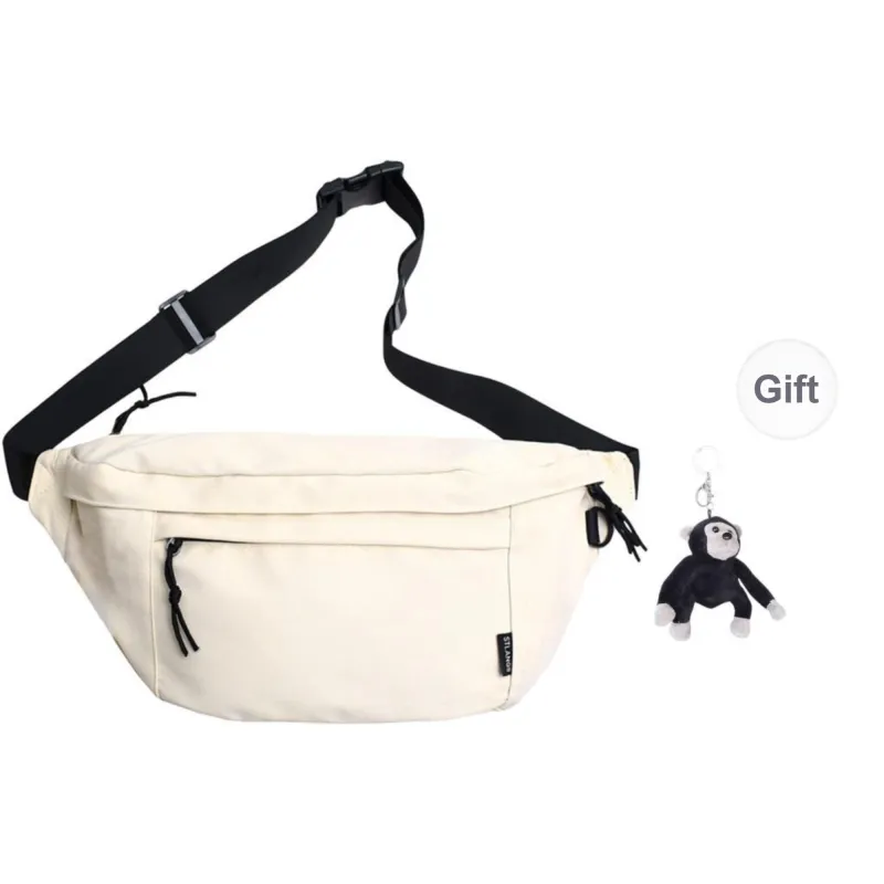 Tonlion Nylon Sling Bag Unisex White/Black-7