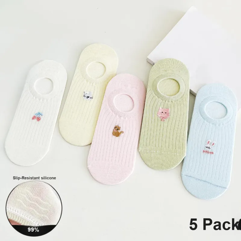 AUGUST No Show Socks Women's 5 Pack-2
