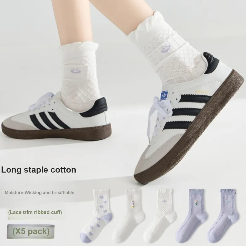 MIIOW Mid Calf Socks Women's 5 Pack-5