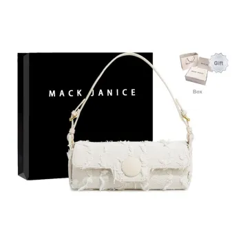 MACKJANICE Polyurethane Synthetic Leather Shoulder Bag Baguette Bag Shoulder Bag Women's Fringe White