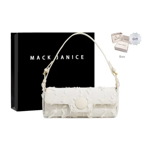 MACKJANICE Polyurethane Synthetic Leather Shoulder Bag Baguette Bag Shoulder Bag Women's Fringe White