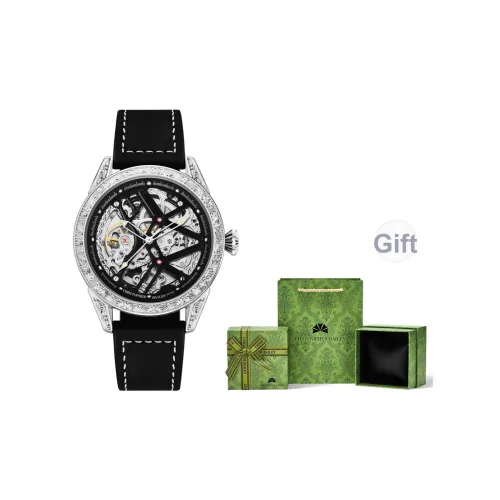 Corriberty Механическое механическое часы с кожаным ремешком Мужские часы с циферблатом Skeleton