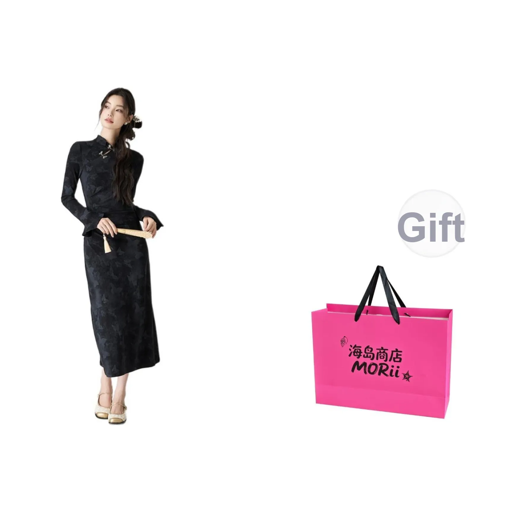 MORii Черная сумка для покупок Включено Женские Ципао