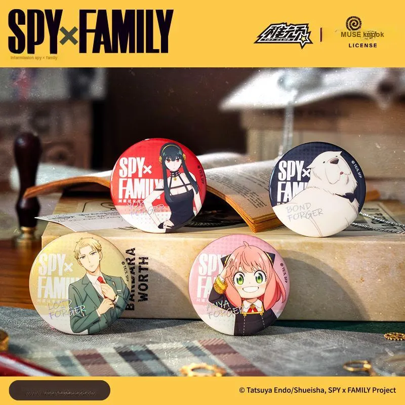 Wakame Anya Forger, Loid Forger, Yor Forger, Bond Forger Figure Print Collection Double Flash Badge Badges-1