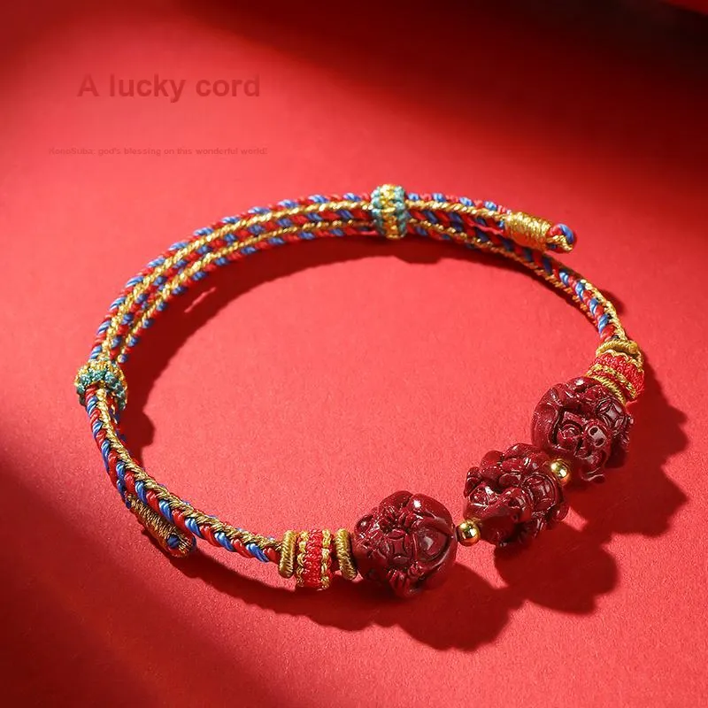 With The Heart Of The Jade Reconstructed Cinnabar Bracelets Unisex-12