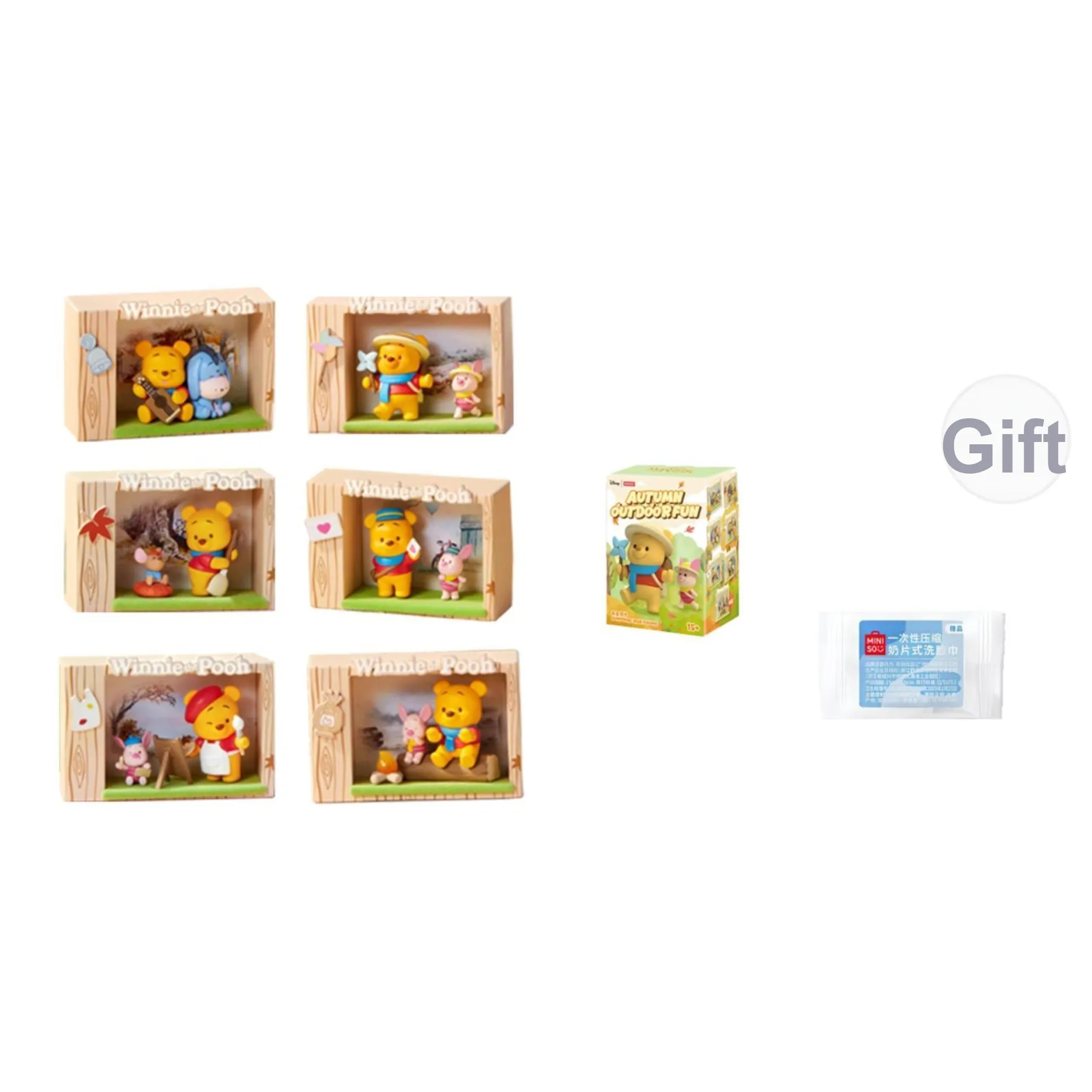 Miniso X Disney Винни-Пух ОКТЯБРЬ ADVENTURE Коллекция Ландшафт Слепые коробки Один Mystery Коробка Целая коробка 6 шт