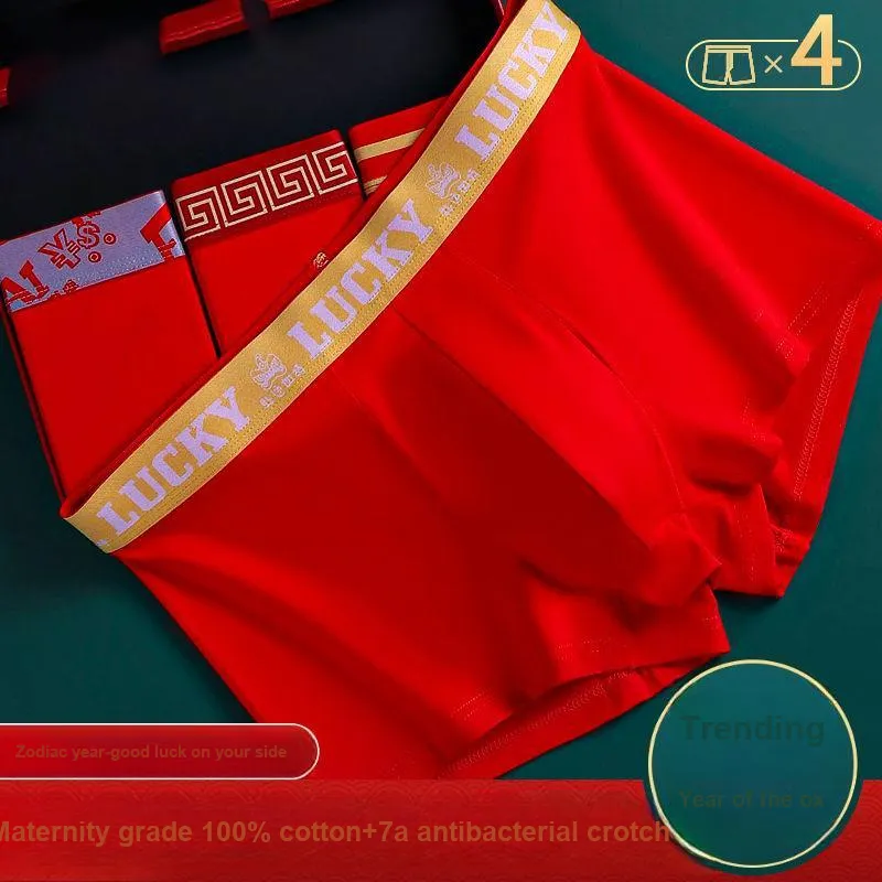 Disney Prosperity Zodiac Year Red 100% Cotton Underpants Men's 3 Pack-3