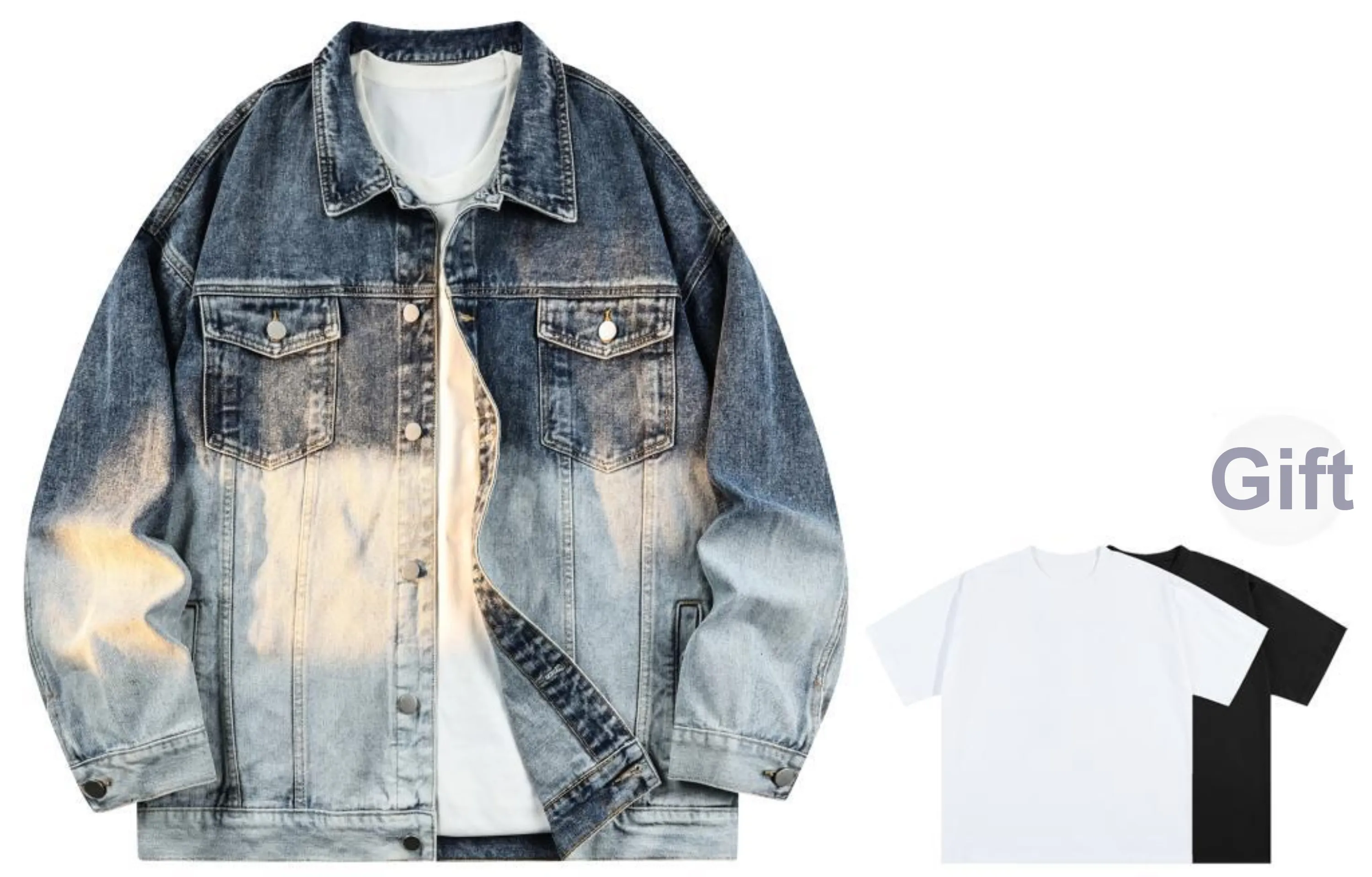 A.X.S.K Denim Jacket Unisex Denim Blue
