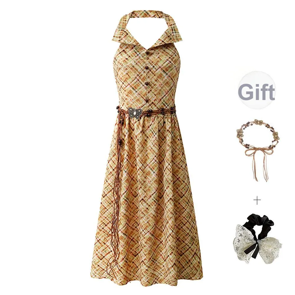 PAVEA Sleeveless Dress Women's Image Color+Belt+Hair Tie Comes With