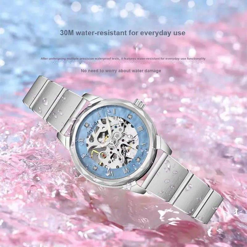 DAYBIRD Mechanical Movement Stainless Steel Watchband Watch Women's Watch Blue Dial-1