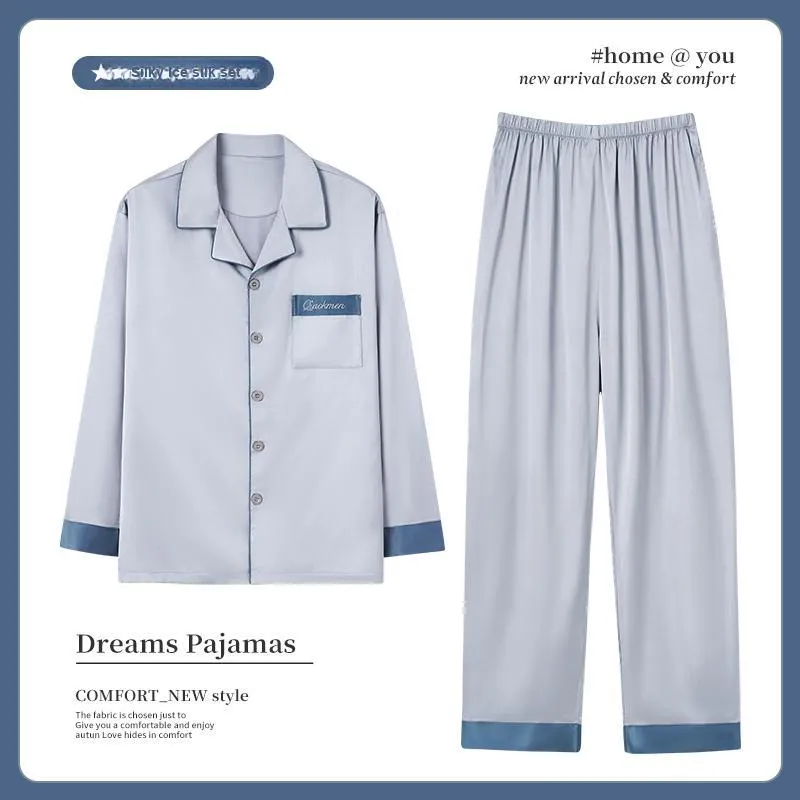 Ordifen Pajama Set Men's Gray White-1