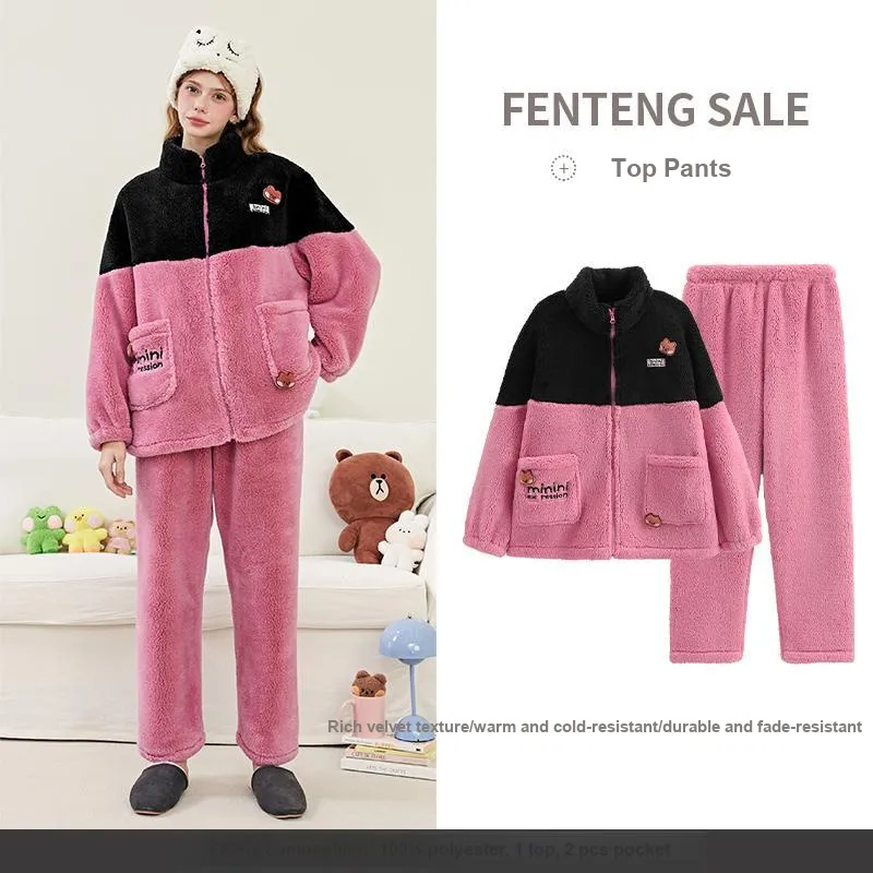 FENTENG x LINE FRIENDS Brown Bear Pajama Set Women's-2