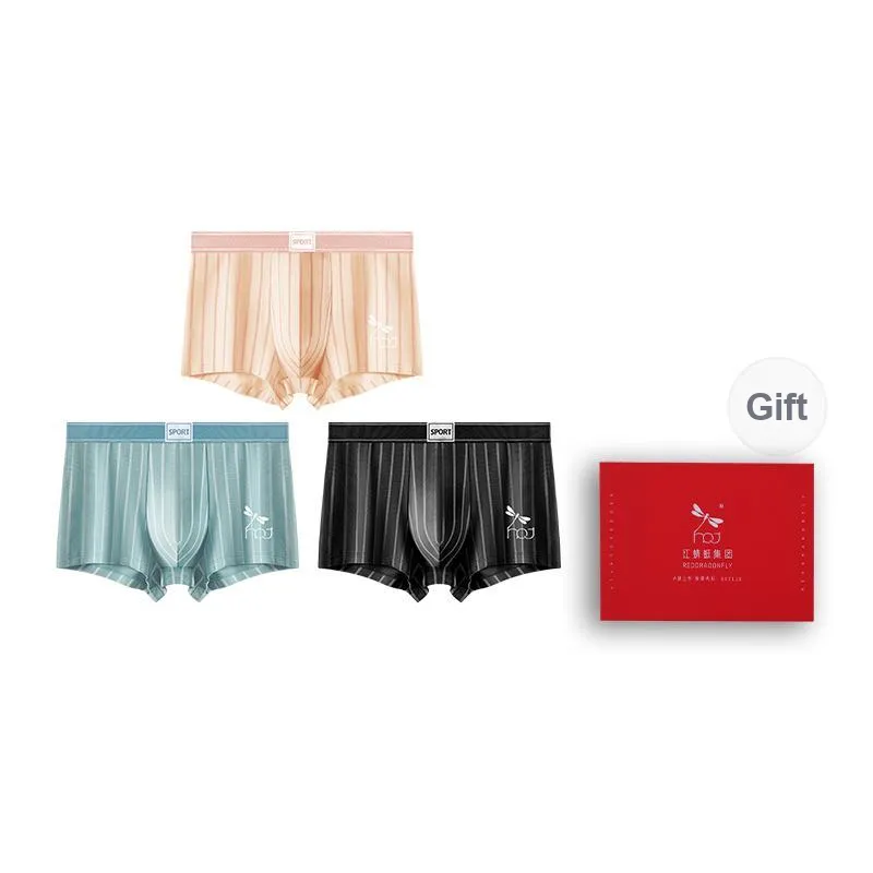 RED DRAGONFLY Cotton Panties Men's 3 Pack Gift Box Set-12