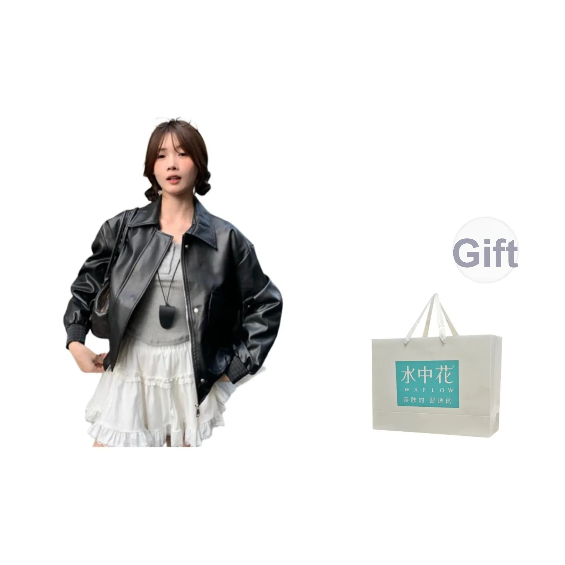 Flowers in water Кожа Куртка Женские