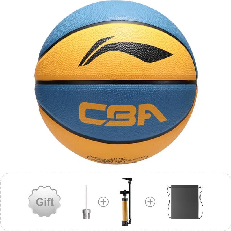 LiNing CBA Collection Rubber Basketball Yellow Blue Size 7 Training-0