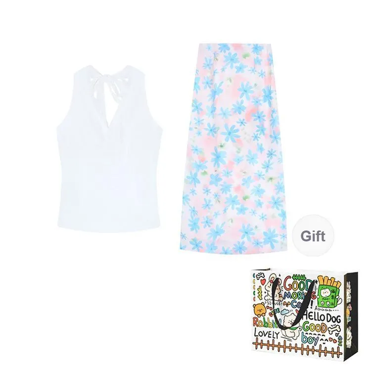 OURUOKE Two Piece Skirt Sets Women's-0