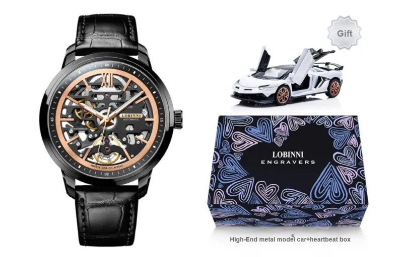 LOBINNI L Automatic Mechanical Movement Genuine Leather Strap Watch Men's Watches Cut-Out Dial-15