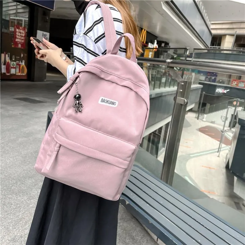 Deli Bear Oxford Travel Bags Backpack Regular Unisex Dark Gray/Blue/Black/Pink/White-10