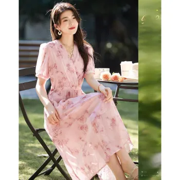 Like The Age Of Water Summer Long Sleeved Dress Slim Fit Women's