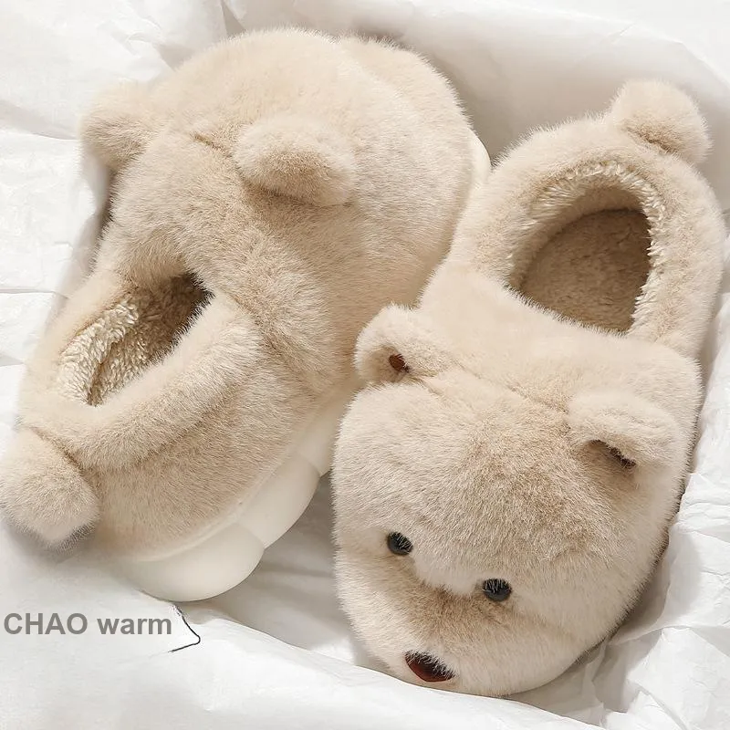Flamingo Small Dog Cute Cotton Slippers, Backed For Fall And Winter Indoor Couple Home Use Plush Warm Fuzzy Slippers-8