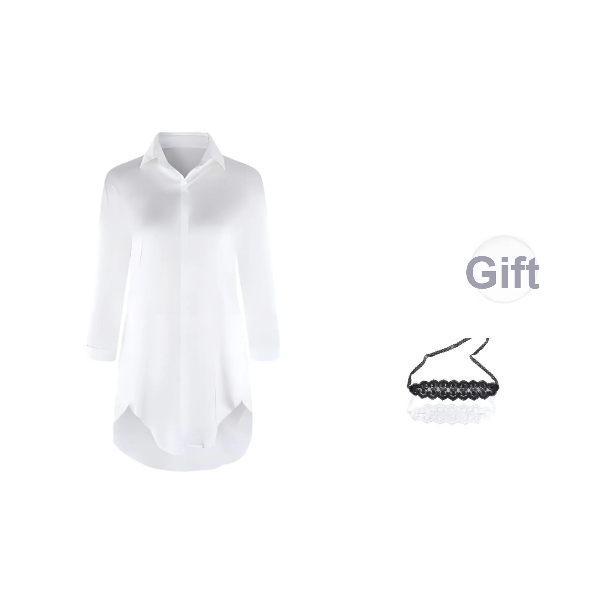 P·KEY Чисто белый, С подарками Giveaway Женские ночные сорочки