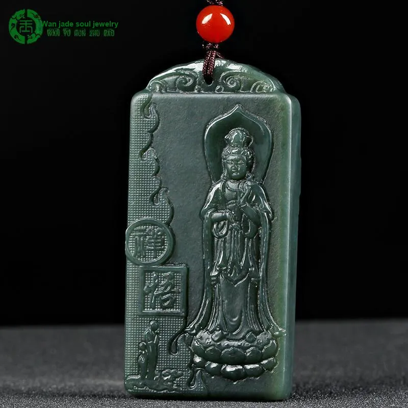 WANYUHUN Hetian Jade Pendants Green Jade Unisex-6