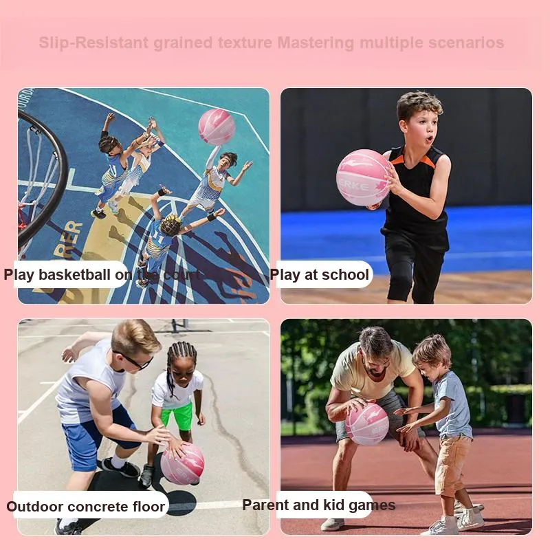 Erke Rubber Basketball Cloud Pink Size 5 Size 7 Training Match Unisex-2