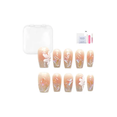 Yun Yue Joe Теплый Эльф Ледяной Цветочный Дизайн Ледяная Прозрачность Розовый 3D Эффект False Nail MID Длина 25 мм