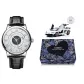 Silver White-Black Leather Strap