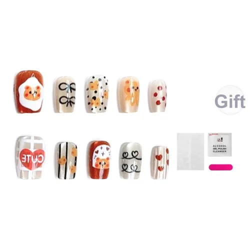 JIABITU Медвежонок Цвет печенья False Nail Короткий LADDER Дофаминовая одежда Jump Цвет Милый