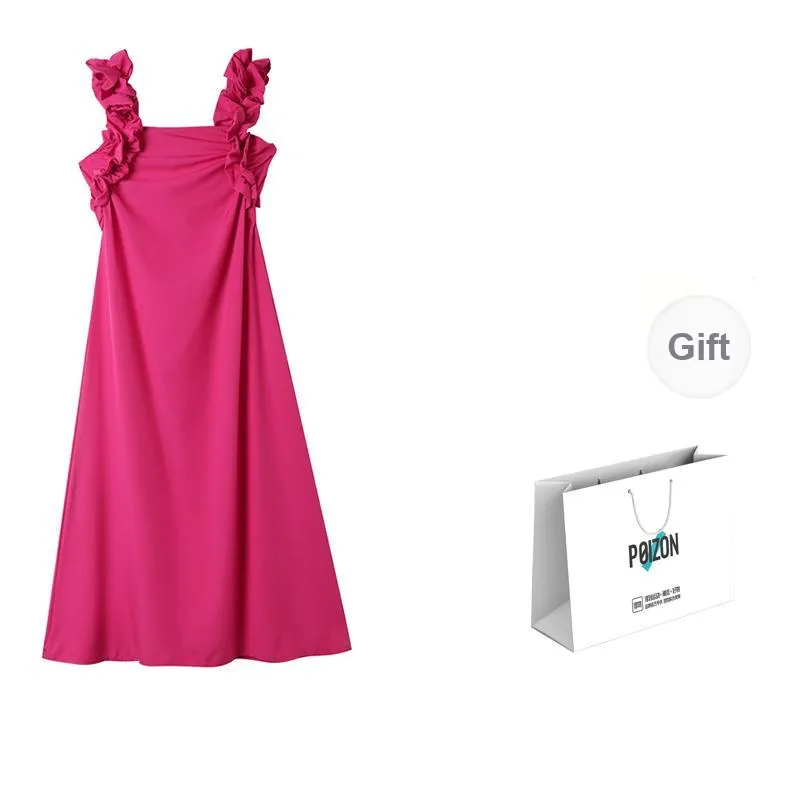 Vine Color Sleeveless Dress Women's Red-6