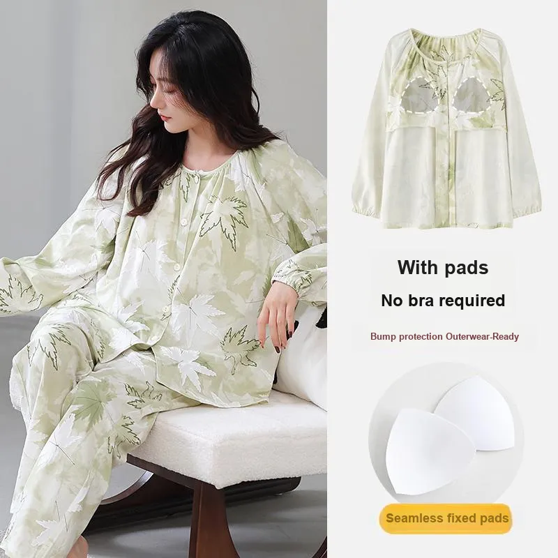 Cotton Gene Pajama Set Women's Light Green-3