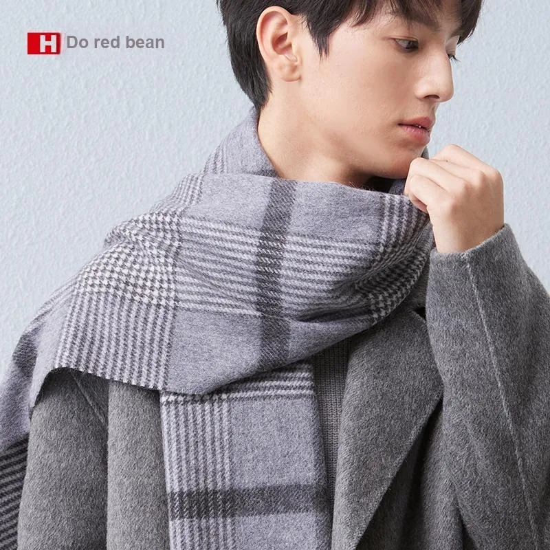 Red Bean Wool Knit Scarves Men's-6