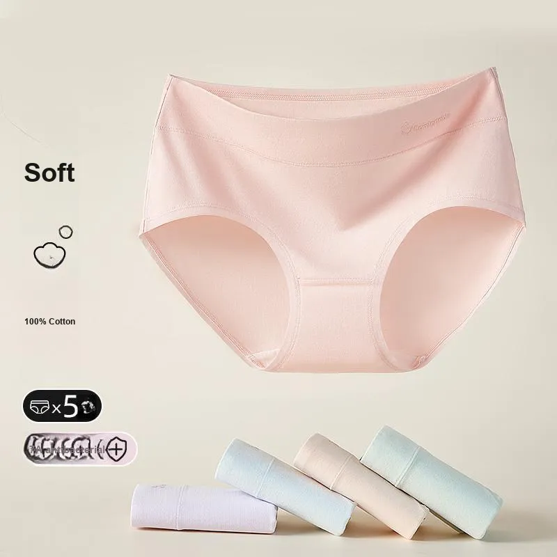 Urban Beauty Underpants 100% Cotton Skin Friendly Seamless Women's 5 Pack Dopamine Color Palette-3