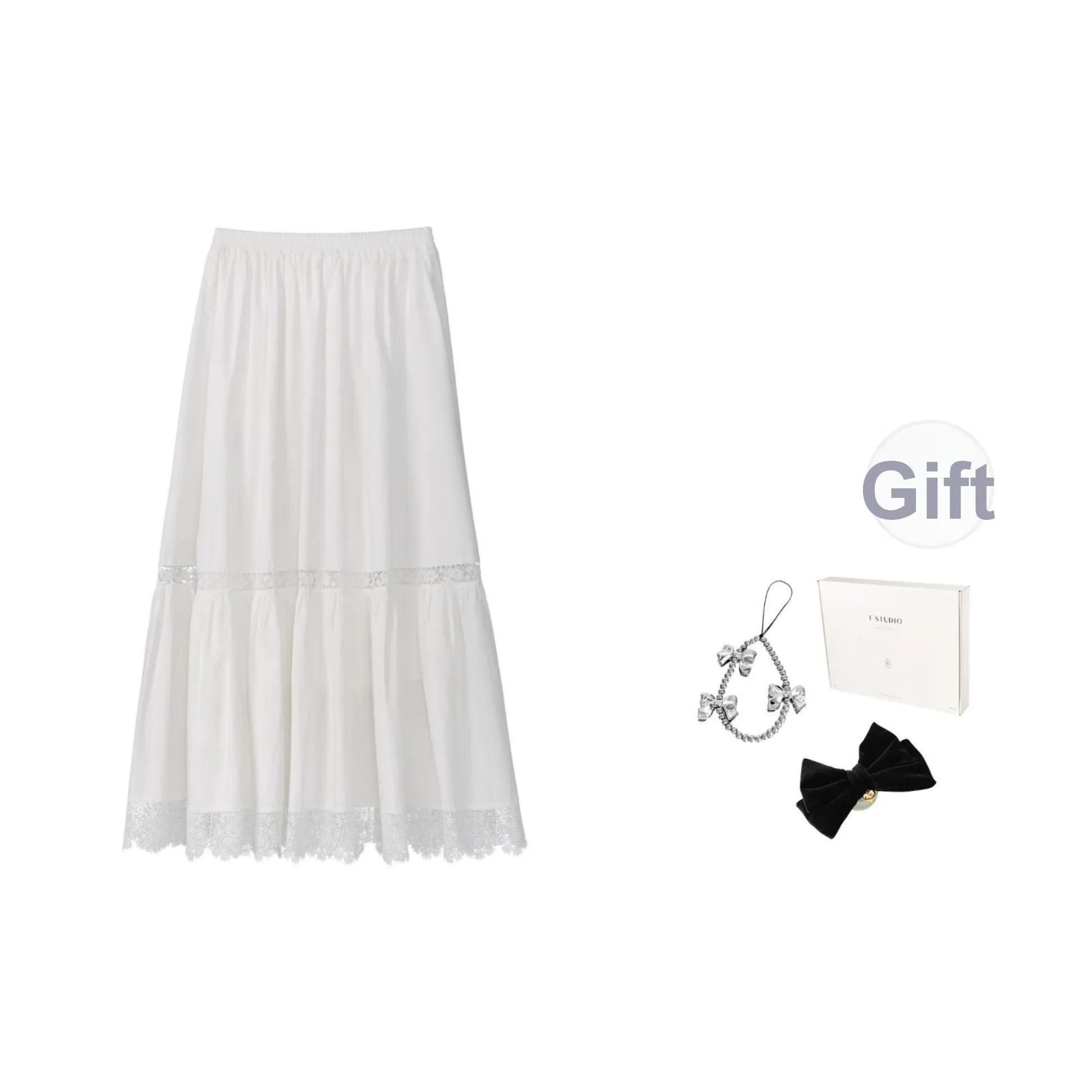 Fstudio Повседневный Длинный Юбка Женская Белая