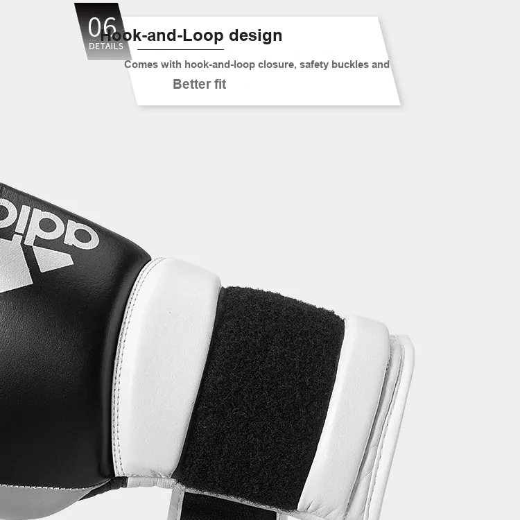 Adidas Boxing Gloves Cow Leather Sanda Martial Arts Unisex Black White-3